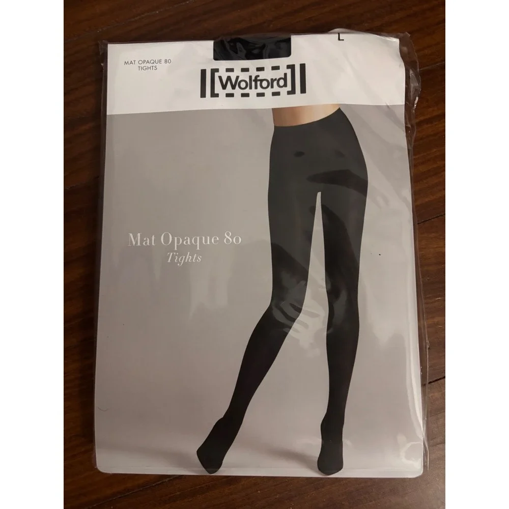 WOLFORD Tights Black Mat Opaque 80 Size L 18420 7005 new